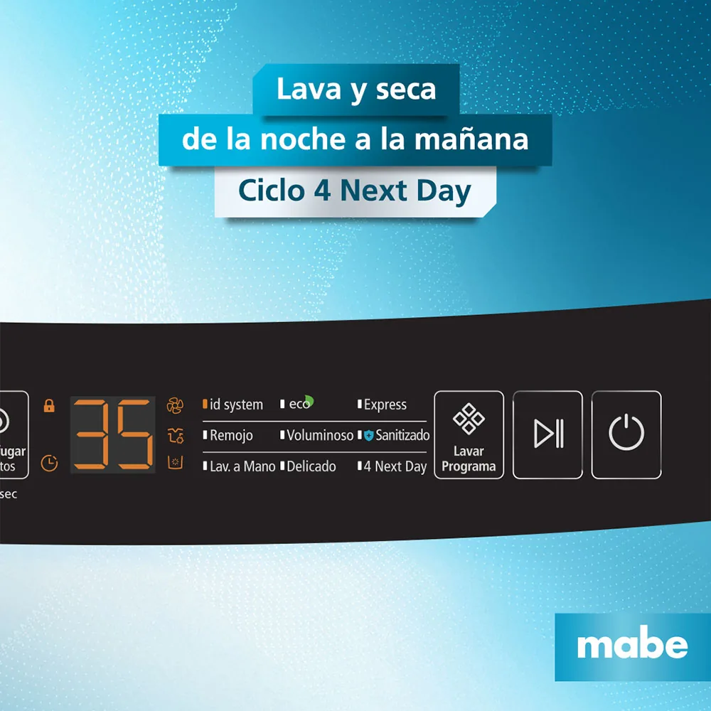 Ciclo next day - Lavadora Automática Direct Motion Motor Propela 18 Kg Diamond Gray Mabe LMA8120WDGAB0