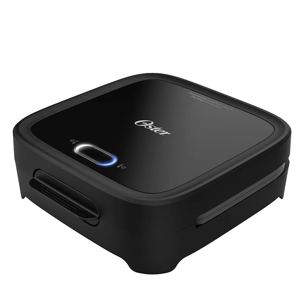 Oster Sandwichera, Compacta con Platos Hondos, Incluye Botón de Apagado, Negro, CKSTSM400
